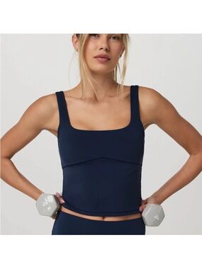 Vuori Navy Blue Coast All The Form Crop Top Support Tank Sports Bra